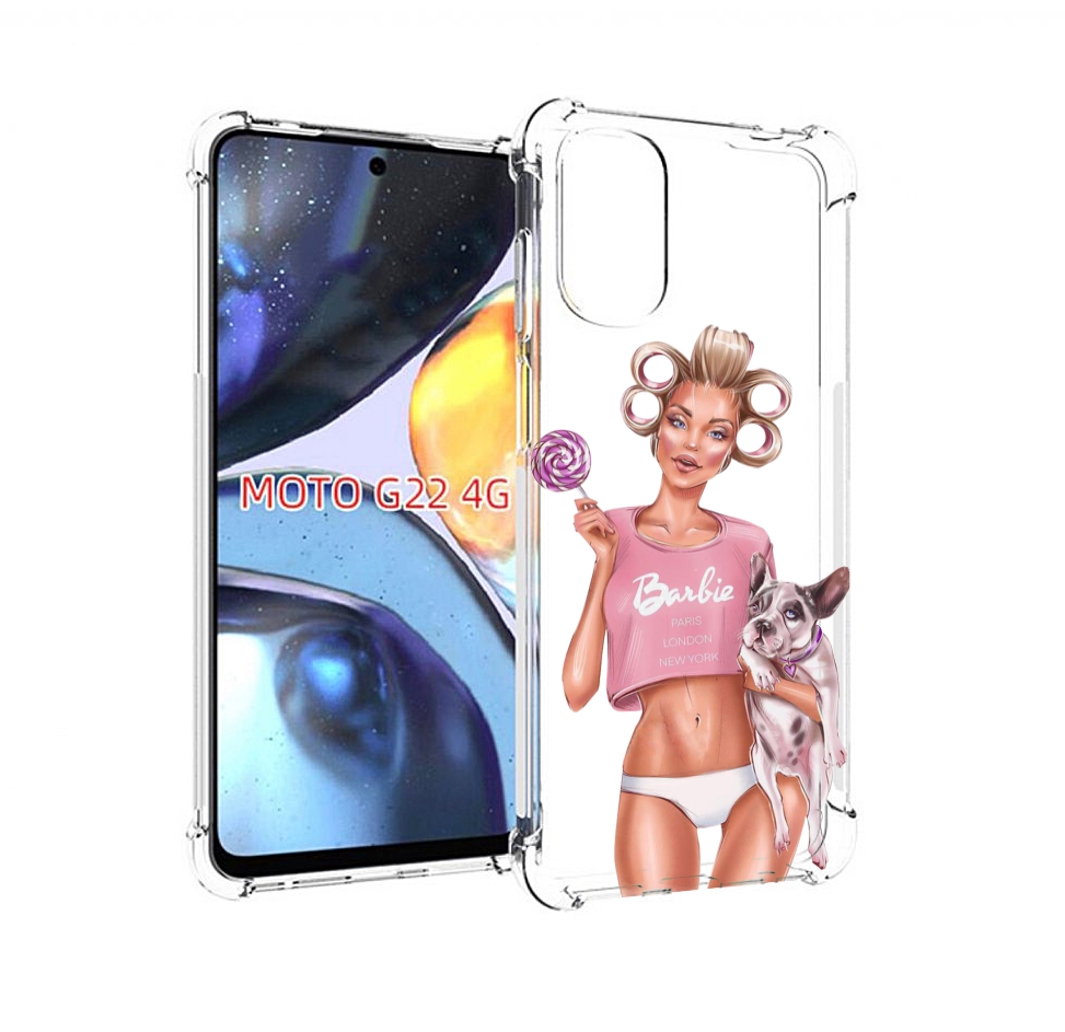 

Чехол MyPads Барби-с-собачкой женский для Motorola Moto G22 4G, Прозрачный, Tocco