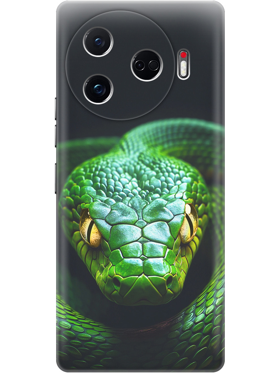 

Силиконовый чехол на Tecno Camon 30 Pro 5g с принтом "Зеленая змея", Прозрачный;черный;серебристый;зеленый, 782633613