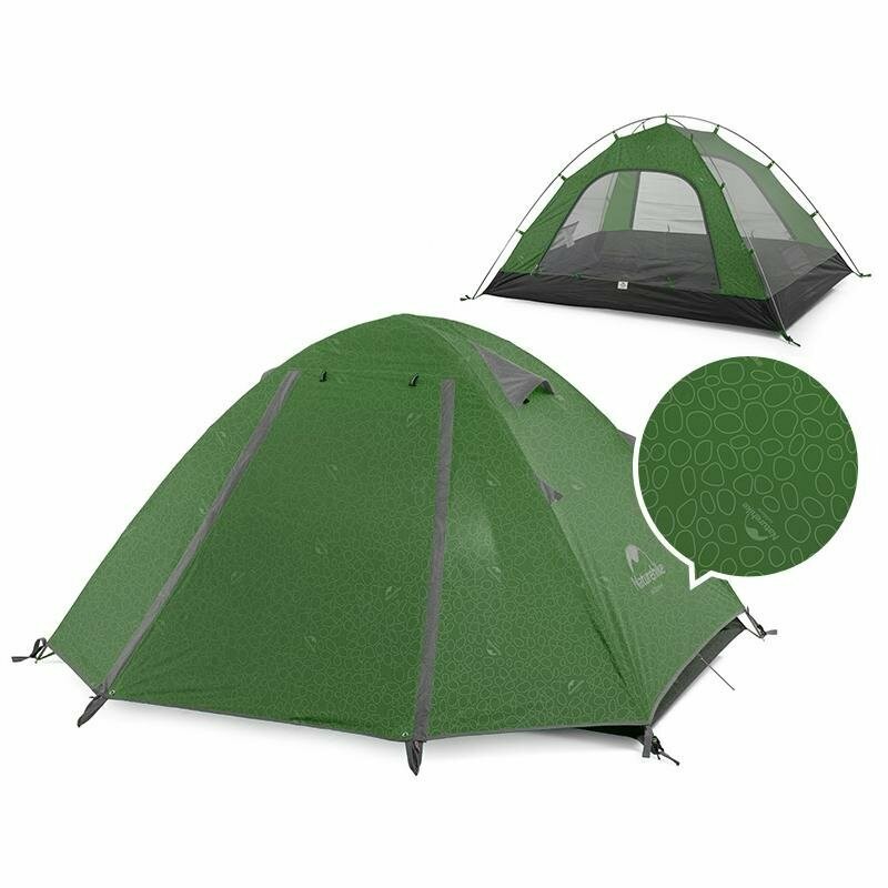 

Палатка Naturehike P-Series NH18Z033-P 210T65D трехместная, темно-зеленая