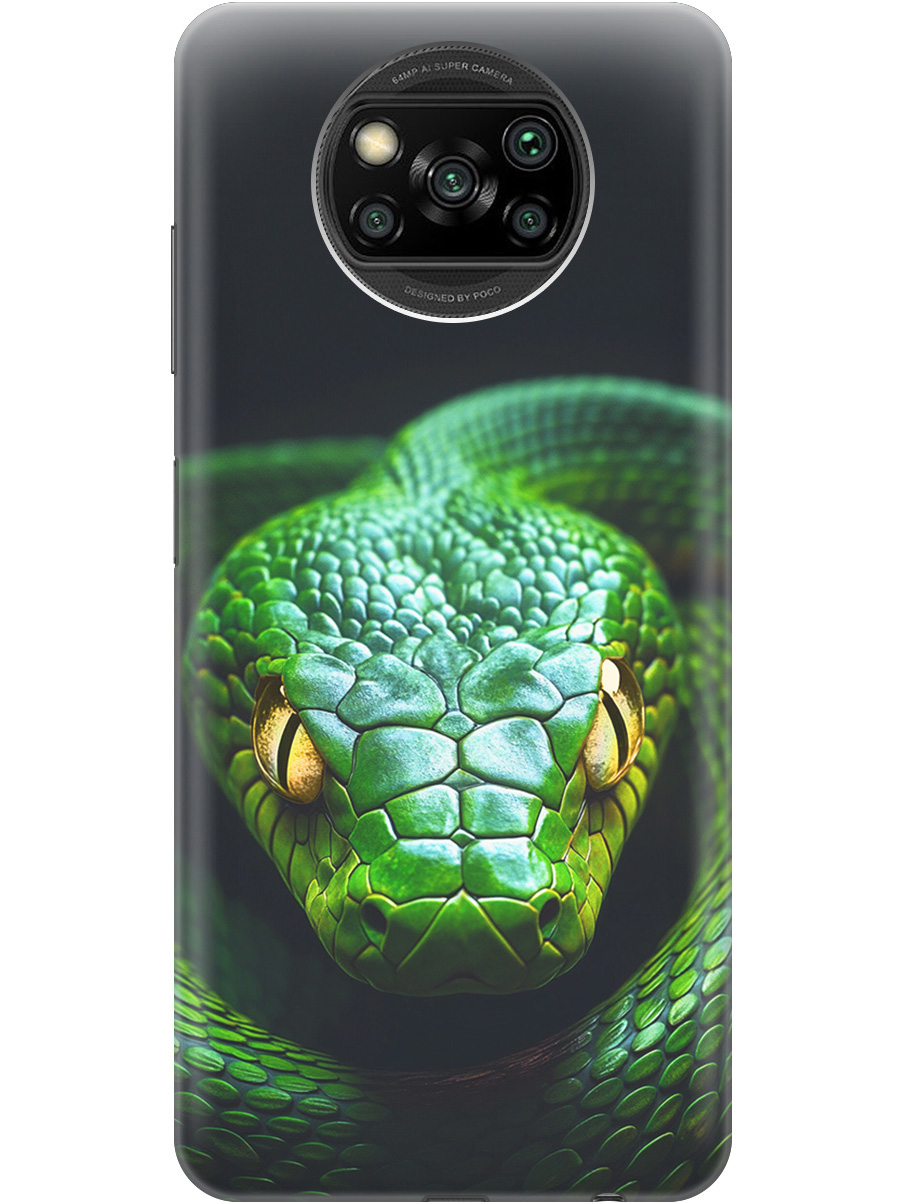 

Силиконовый чехол на Xiaomi Poco X3 / X3 Pro с принтом "Зеленая змея", Прозрачный;черный;серебристый;зеленый, 723602713