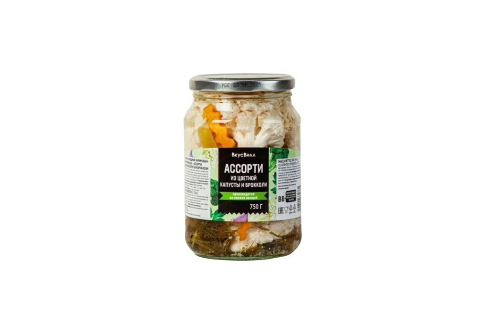 

Ассорти из цветной капусты и брокколи ВкусВилл 750 г