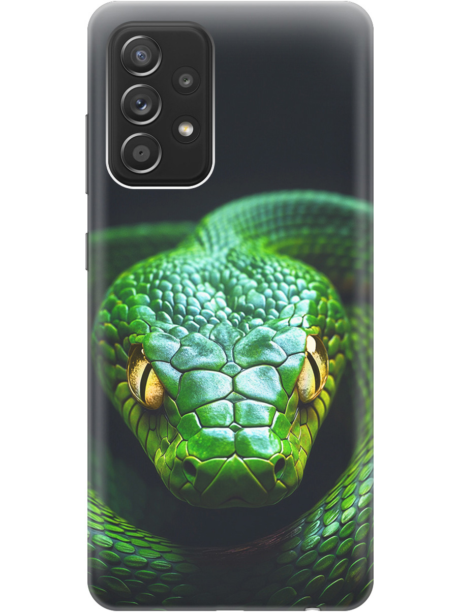 

Силиконовый чехол на Samsung Galaxy A52 с принтом "Зеленая змея", Прозрачный;черный;серебристый;зеленый, 724990113