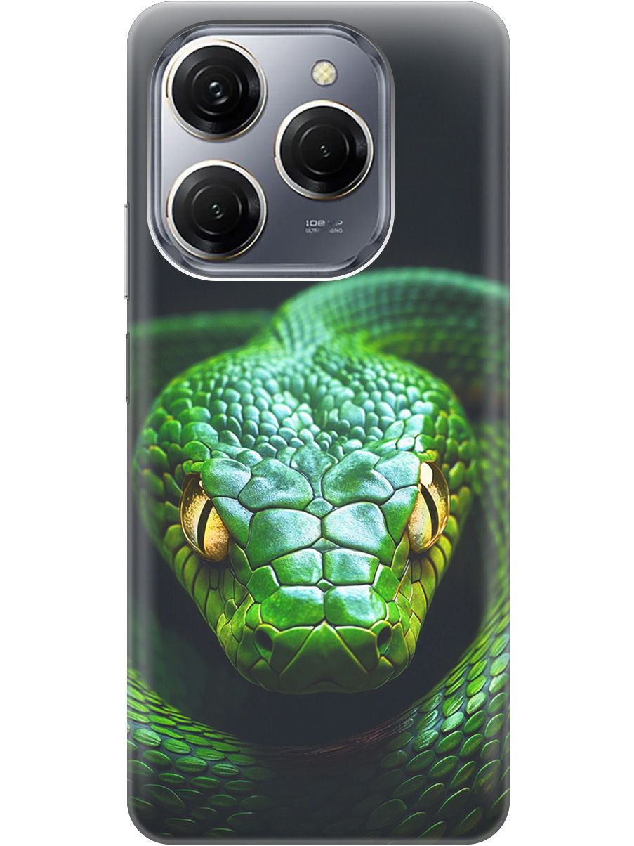

Силиконовый чехол на Tecno Spark 20 Pro с принтом "Зеленая змея", Прозрачный;черный;серебристый;зеленый, 779829013