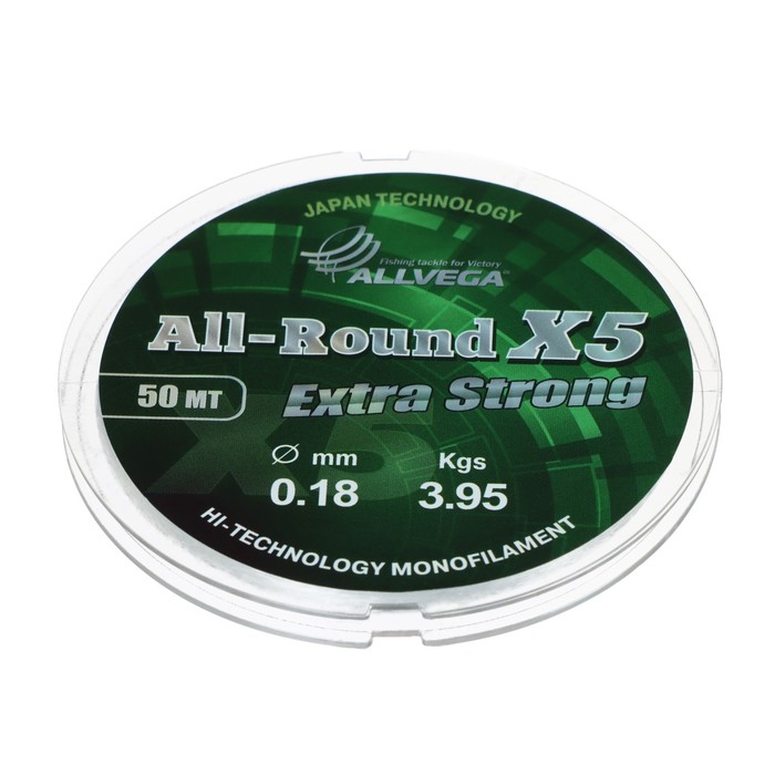 

Леска Allvega All-round X5 0,18мм, 50м, Прозрачный, All-round X5