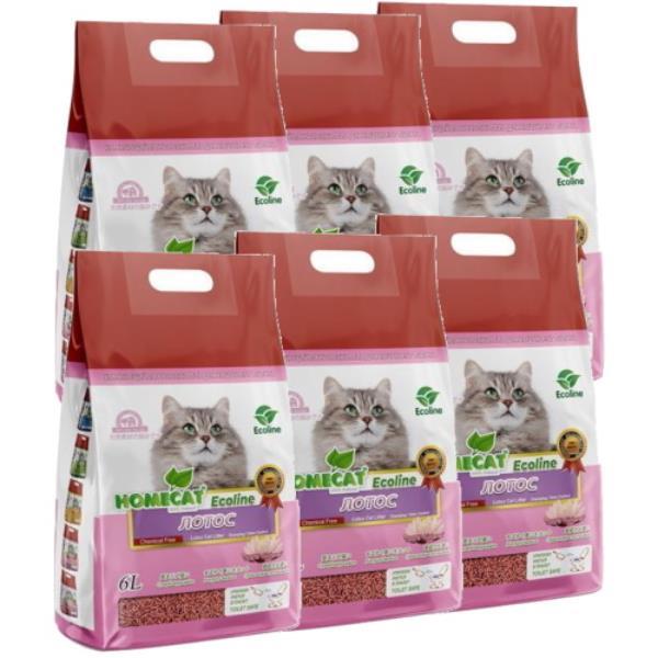 

Комкующийся наполнитель HOMECAT Ecoline Лотос 6шт по 6л