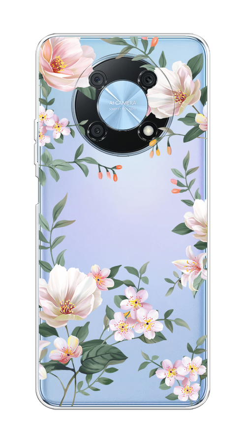 

Чехол на Huawei Nova Y90 "Beautiful white flowers", Бежевый;зеленый, 6109350-1