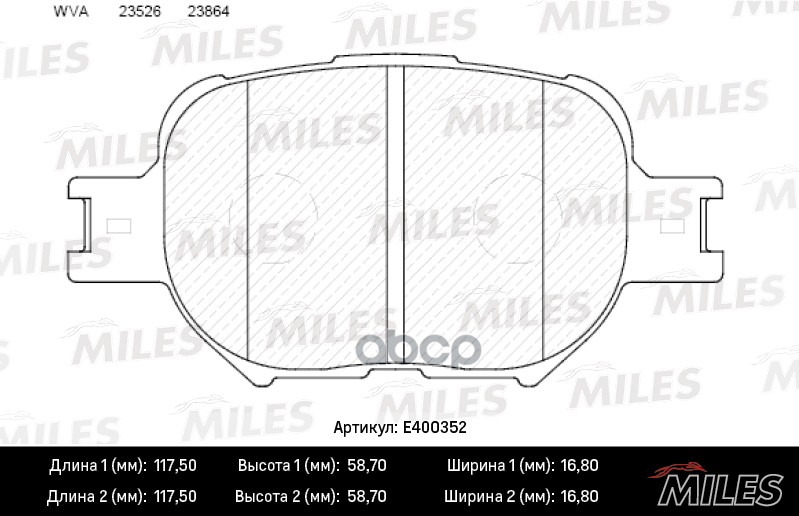 

Колодки Тормозные Toyota Celica/Corolla 1.8-2.0d 99- Передние Miles арт. E400352