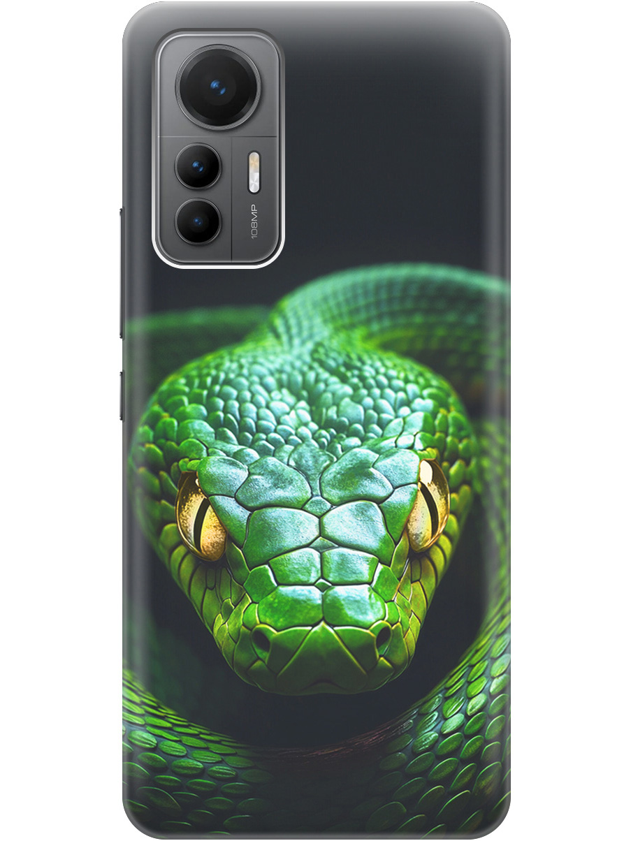 

Силиконовый чехол на Xiaomi 12 Lite с принтом "Зеленая змея", Прозрачный;черный;серебристый;зеленый, 740133313