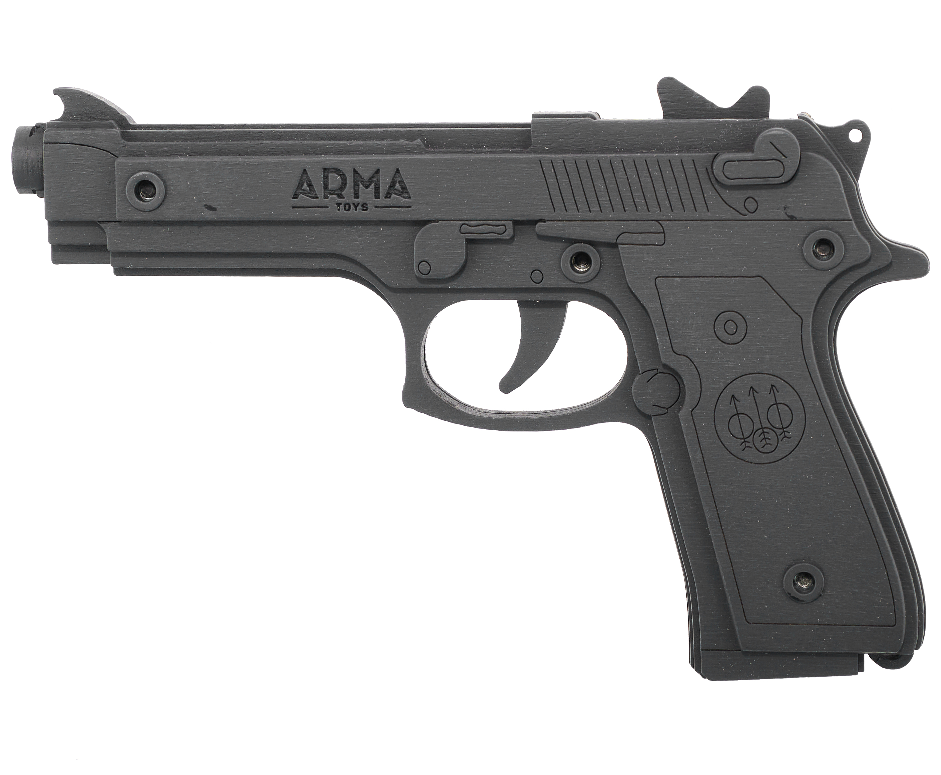 Резинкострел игрушечный Arma toys пистолет Беретта макет, AT034, окрашенный пистолет трещотка беретта