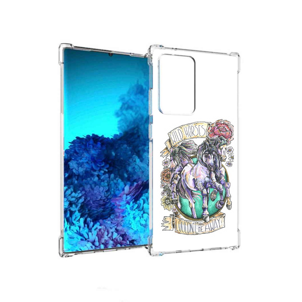 

Чехол MyPads Tocco для Samsung Galaxy Note 20 Ultra рисунок коней в цветах, Прозрачный, Tocco