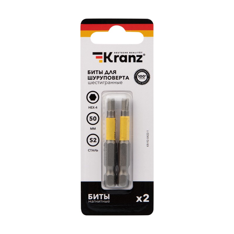 

Бита шестигранная для шуруповерта KRANZ HEX4х50 мм (2 шт./уп.)