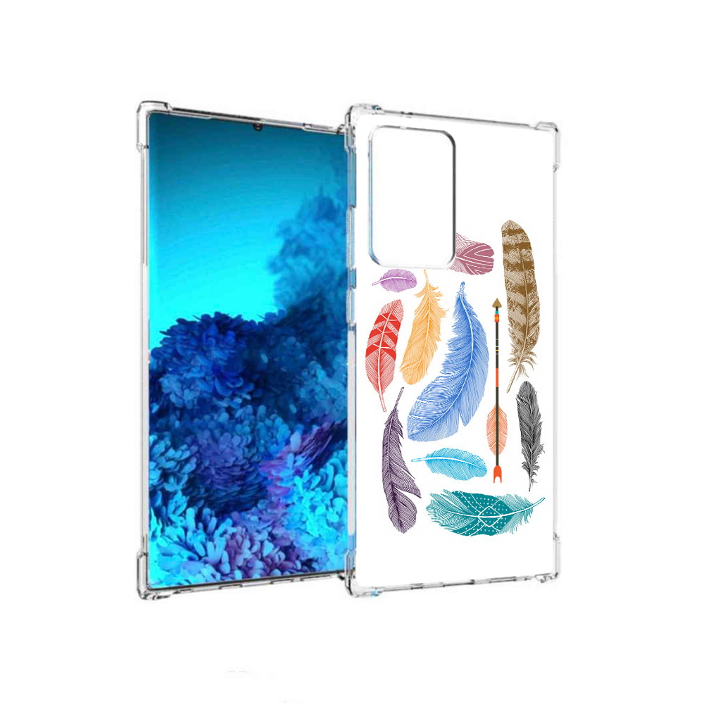 

Чехол MyPads Tocco для Samsung Galaxy Note 20 Ultra разноцветные перья (PT151896.552.572), Прозрачный, Tocco