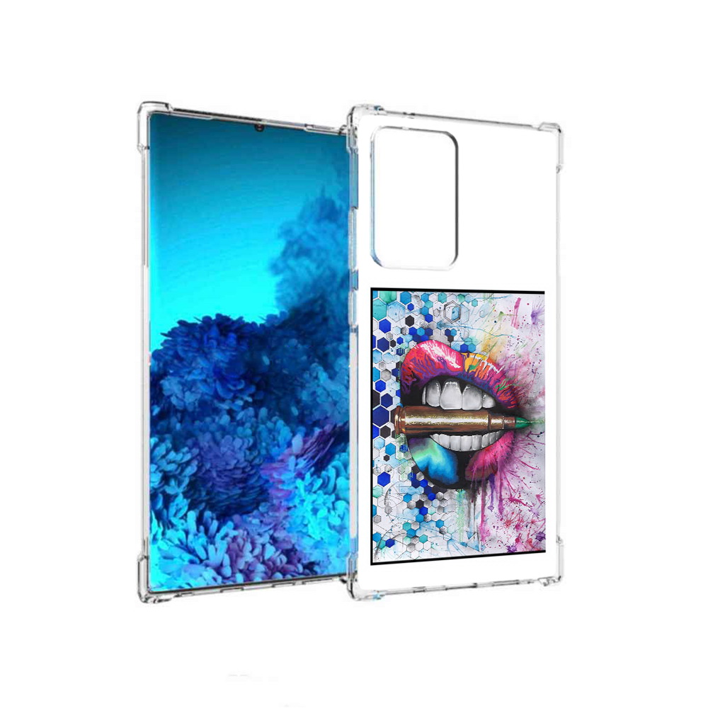 

Чехол MyPads Tocco для Samsung Galaxy Note 20 Ultra разноцветные губы с пулей, Прозрачный, Tocco
