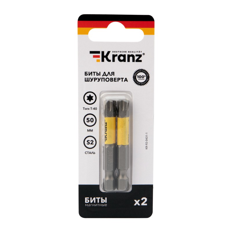 

Бита для шуруповерта KRANZ Torx T40х50 мм (2 шт./уп.)