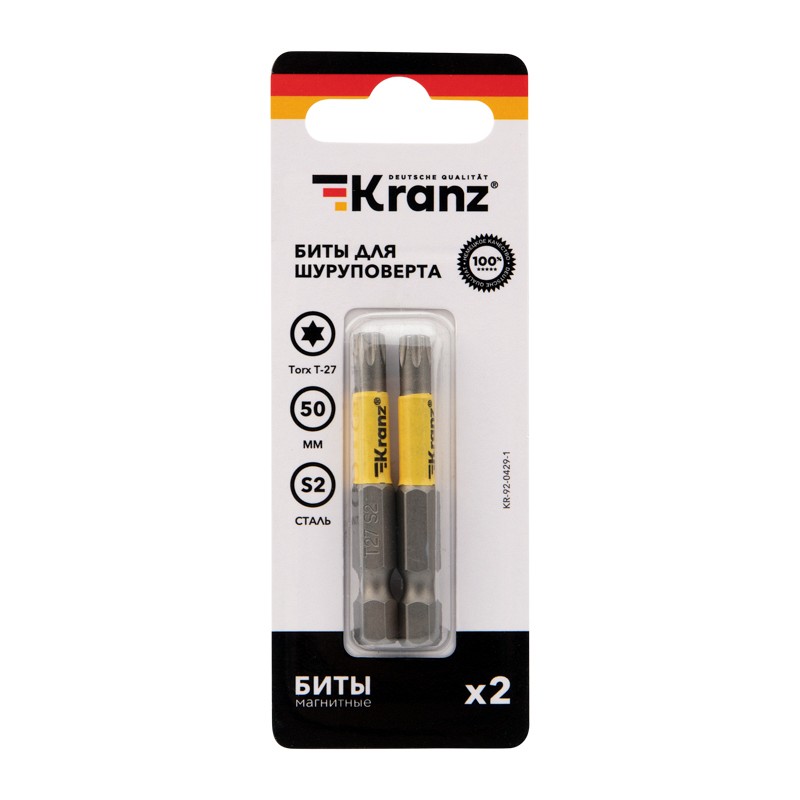 

Бита для шуруповерта KRANZ Torx T27х50 мм (2 шт./уп.)