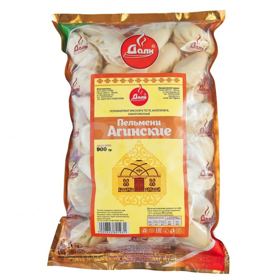 

Пельмени Дали Агинские свинина-говядина 900 г