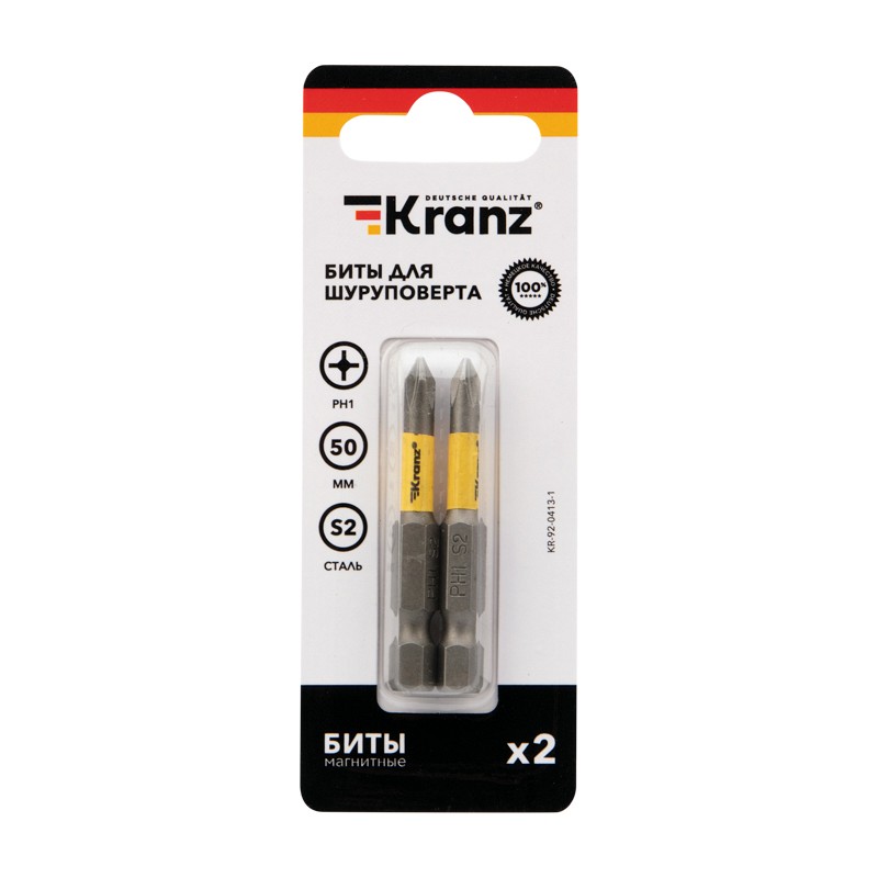 

Бита для шуруповерта KRANZ PH1х50 мм (2 шт./уп.)