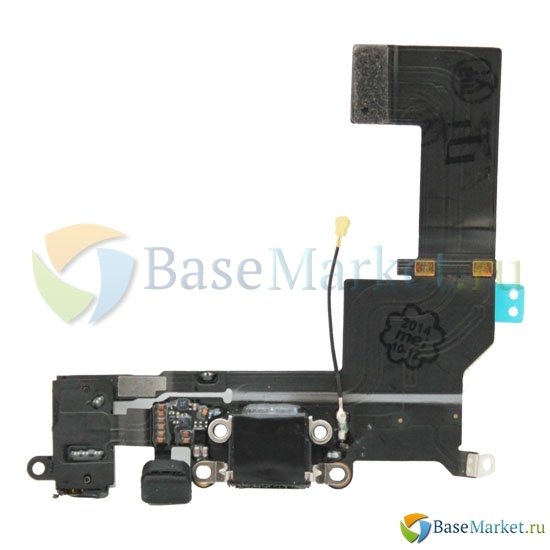Шлейф BaseMarket для Apple iPhone 5S на разъем зарядки/разъем гарнитуры/микрофон (черный)