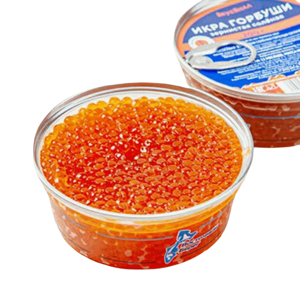 

Икра горбуши зернистая ВкусВилл соленая в масле 200 г
