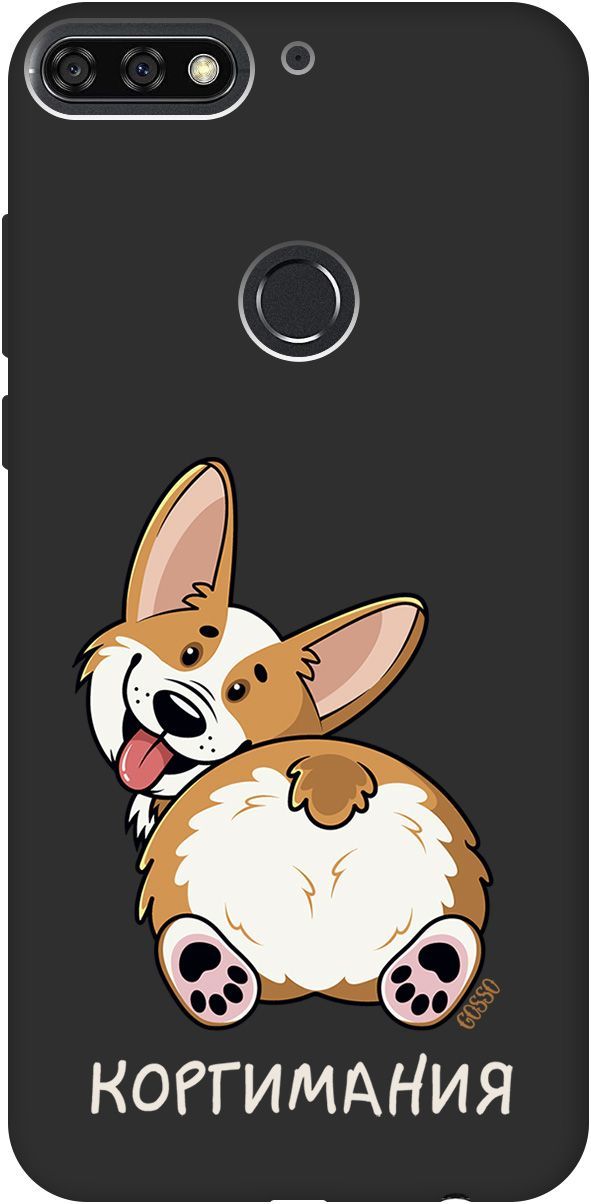 

Чехол на Honor 7C/7A Pro/Huawei Y6 Prime (2018) "CorgiMania" черный, Черный;бежевый, 2477
