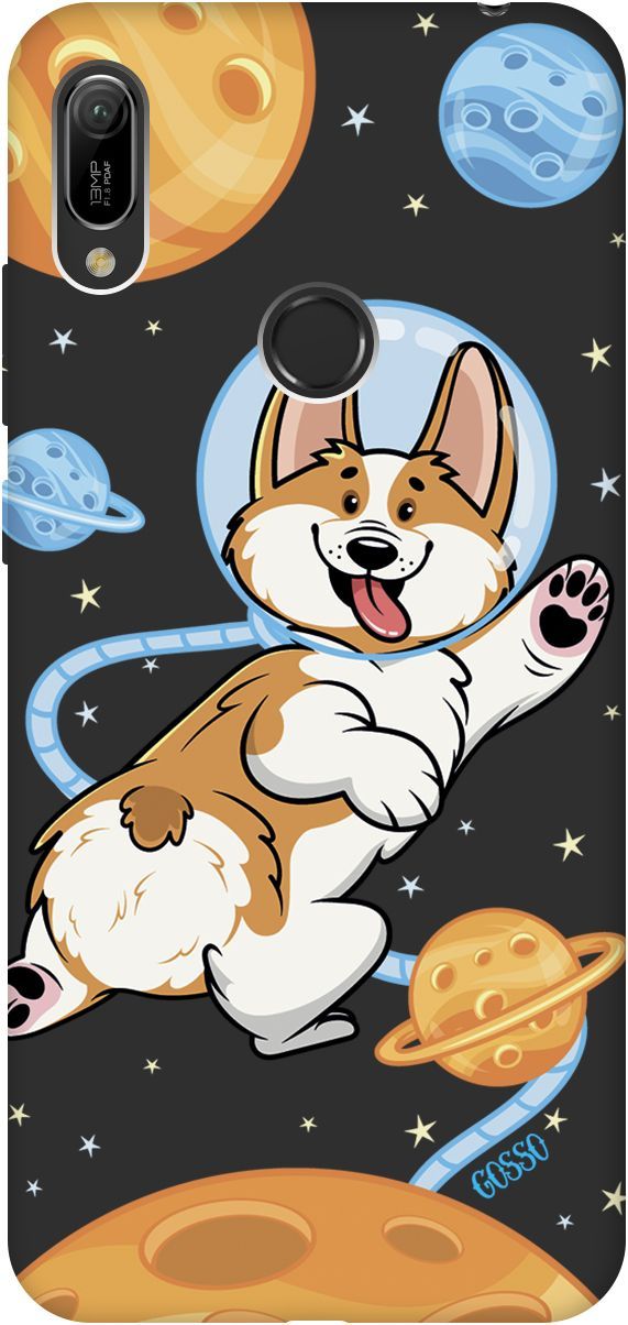 

Чехол на Honor 8A/8A Pro/Huawei Y6 (2019)/Y6 Prime (2019) "CosmoCorgi" черный, Черный;коричневый, 2475