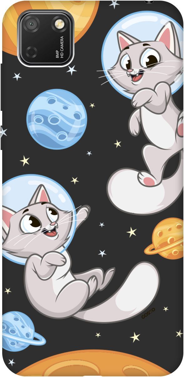 

Чехол на Honor 9S/Huawei Y5P с принтом "CosmoCats" черный, Черный;серый, 2473