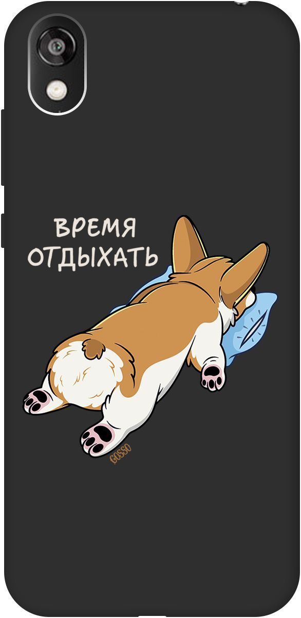 

Чехол на Honor 8S/Huawei Y5 (2019) "Relax for corgi" черный, Черный;белый, 2470