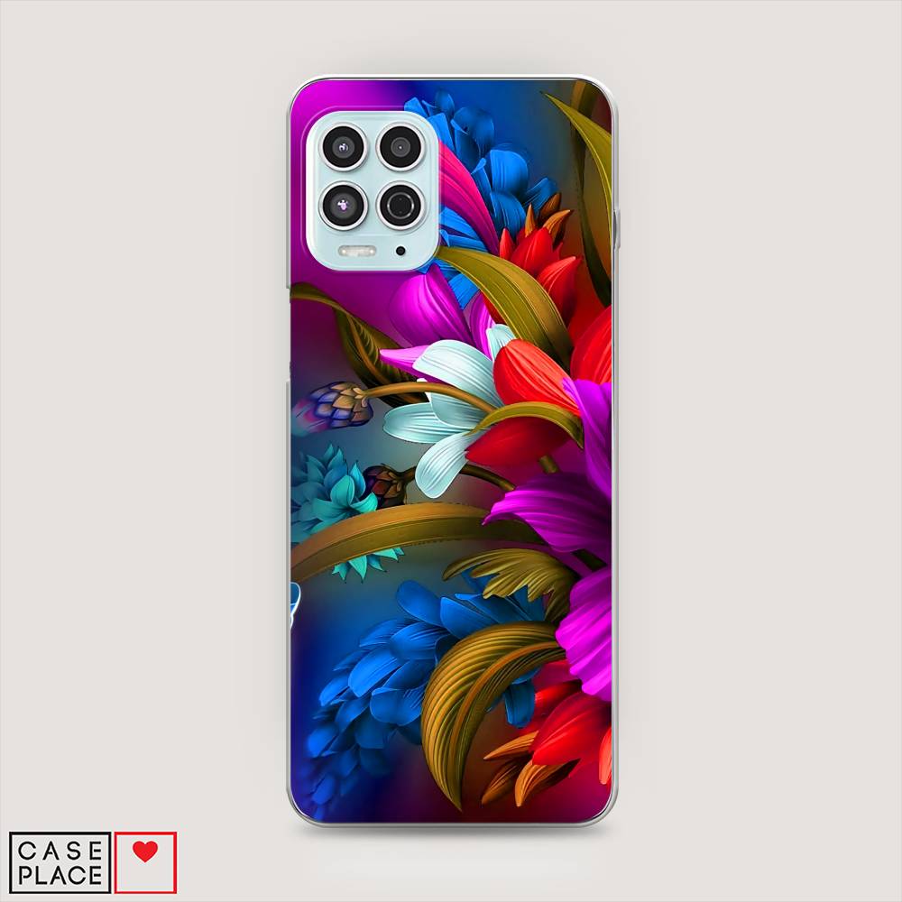 

Чехол на Motorola Moto G100 "Фантастические цветы", Фиолетовый;красный;синий, 241650-2