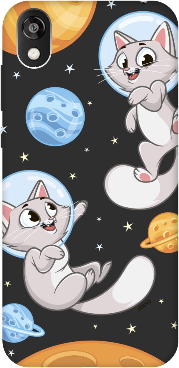 

Чехол на Honor 8S/Huawei Y5 (2019) "CosmoCats" черный, Черный;серый, 2470