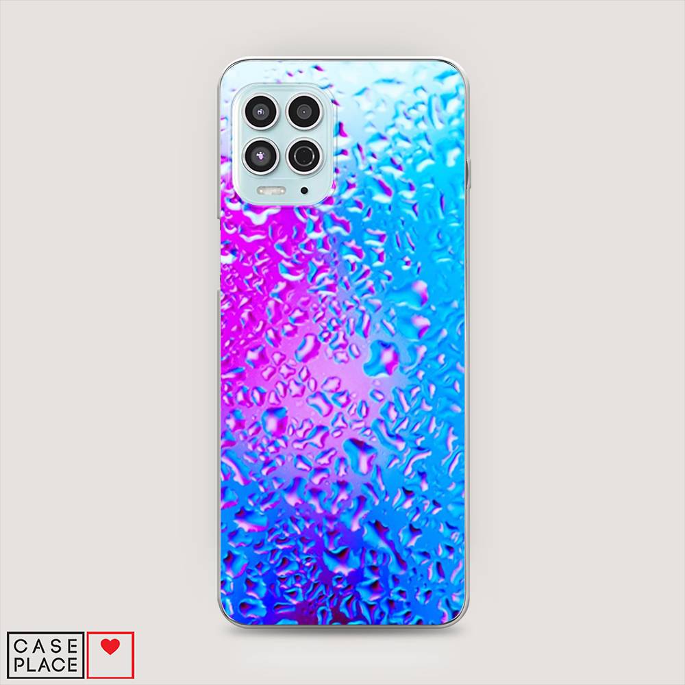 

Чехол на Motorola Moto G100 "Капли на стекле", Голубой;розовый, 241650-3