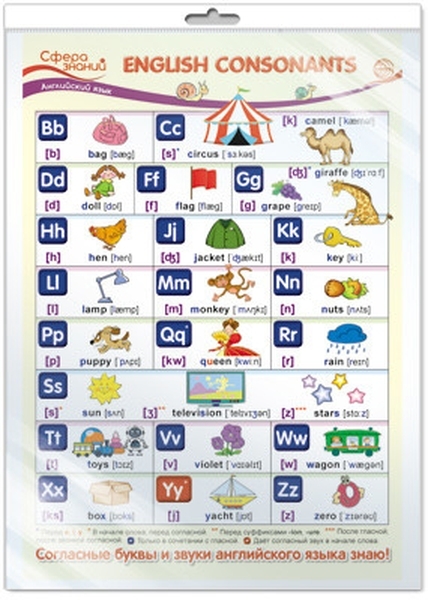 

Плакат А3 "Английский язык в начальной школе. English Consonants" английские согласные