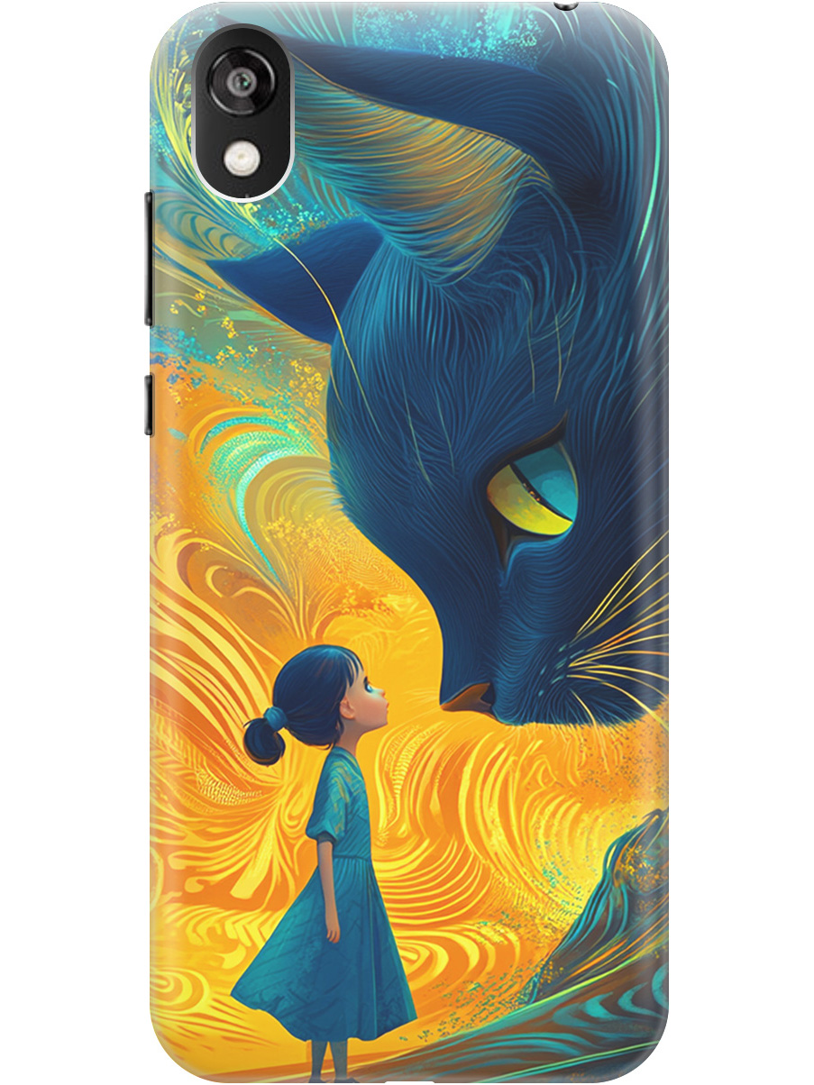 

Силиконовый чехол на Honor 8S, Huawei Y5 (2019) с принтом "Девочка и кот", Прозрачный;желтый;синий, 721008785