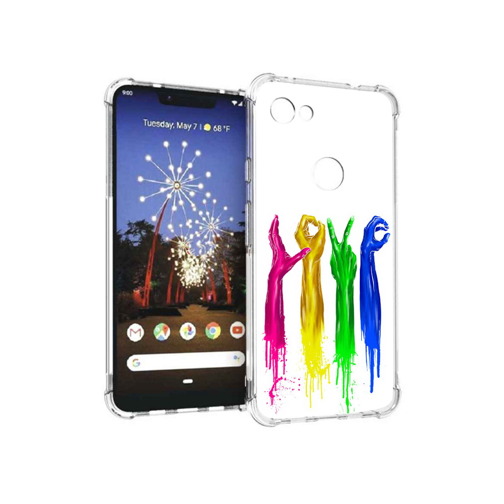 

Чехол MyPads Tocco для Google Pixel 3 XL яркие руки love, Прозрачный, Tocco