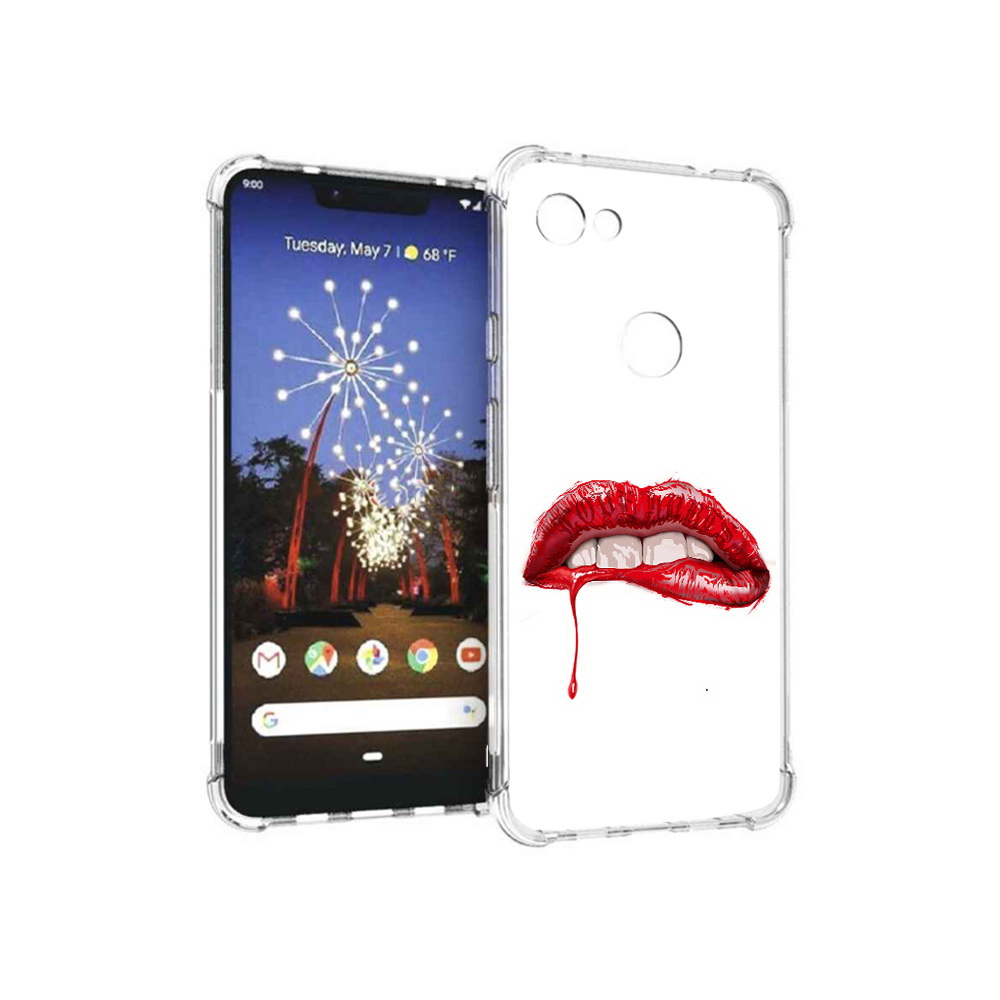 

Чехол MyPads Tocco для Google Pixel 3 XL яркие красные губы, Прозрачный, Tocco