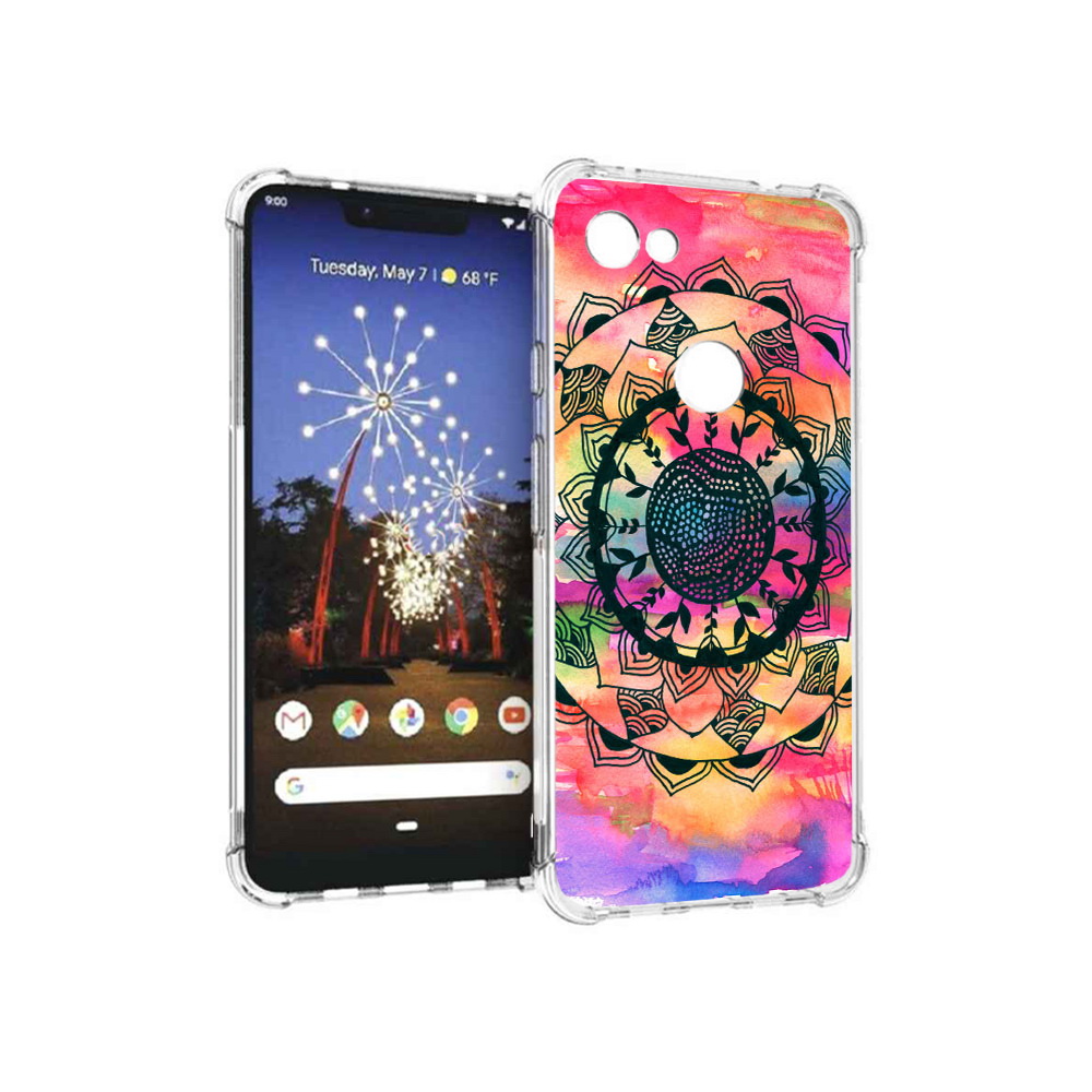 

Чехол MyPads Tocco для Google Pixel 3 XL яркая абстракция круглый цветок, Прозрачный, Tocco