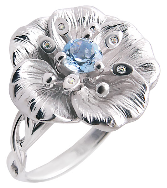 

Кольцо из серебра с фианитом swarovski р.17.5 Альдзена K-15056, K-15056