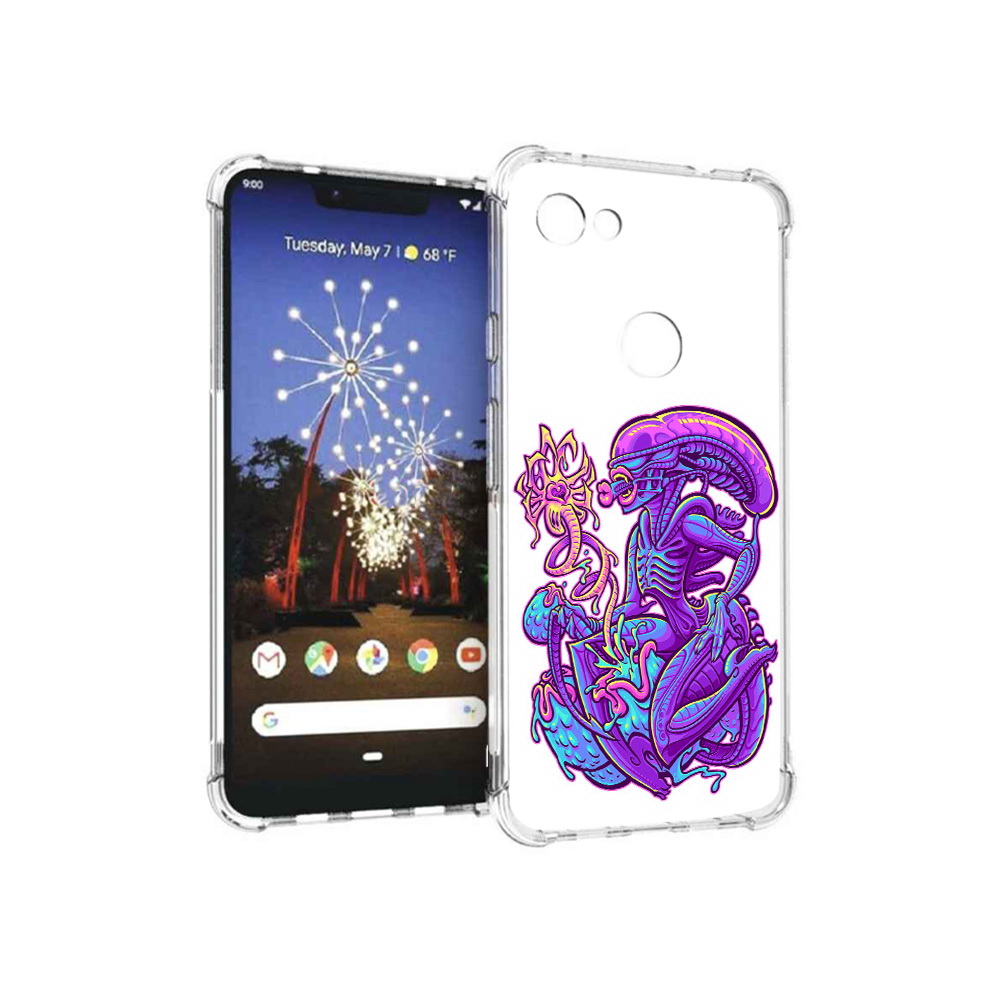 

Чехол MyPads Tocco для Google Pixel 3 XL чужой фиолетовый цвет, Прозрачный, Tocco