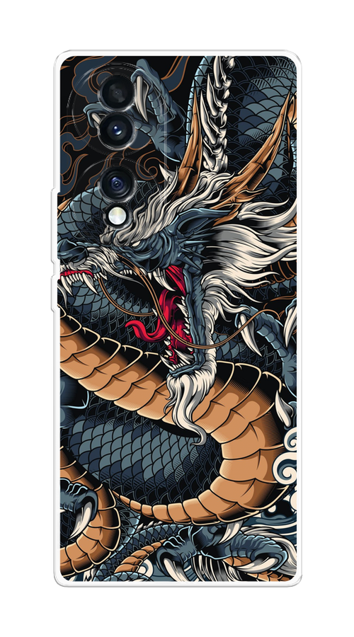 

Чехол на Honor 70 "Japanese Dragon", Коричневый;черный;синий, 6108250-1