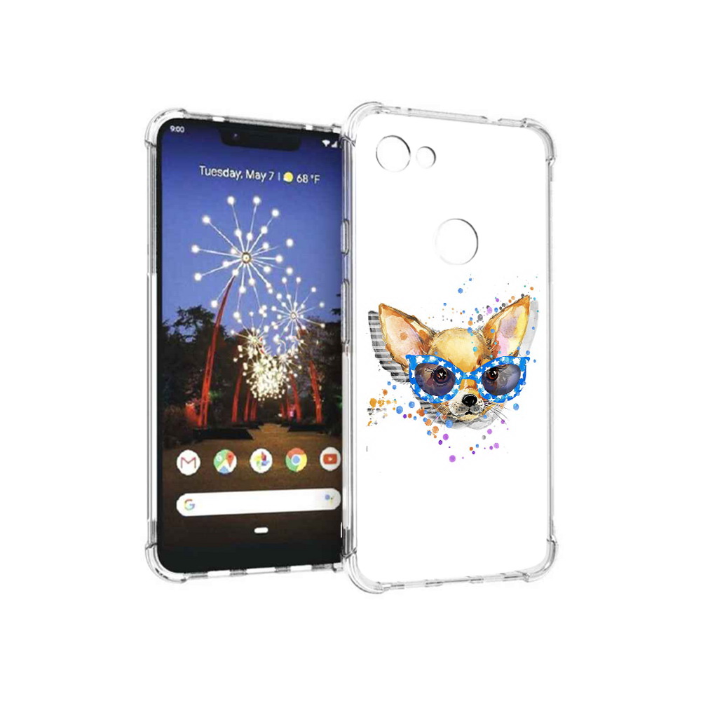 

Чехол MyPads Tocco для Google Pixel 3 XL чихуа-хуа в очках, Прозрачный, Tocco
