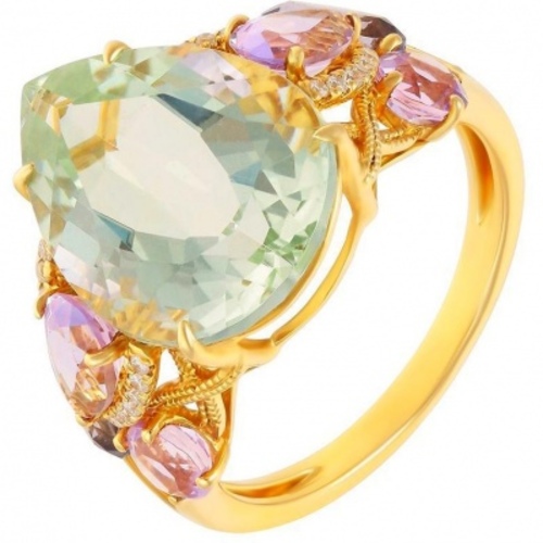 

Кольцо из золота р. 18 Джей Ви RG-32093_KO_GA_IL_PAM_YG, аметист\празиолит, RG-32093_KO_GA_IL_PAM_YG