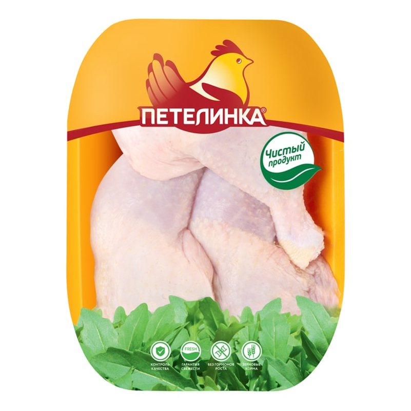 

Окорочок цыпленка-бройлера с кожей Петелинка охлажденный +-1,2 кг