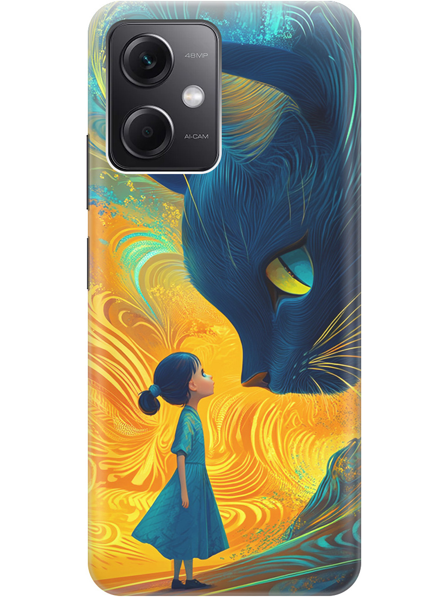 

Силиконовый чехол на Xiaomi Redmi Note 12 с принтом "Девочка и кот", Прозрачный;желтый;синий, 762098385
