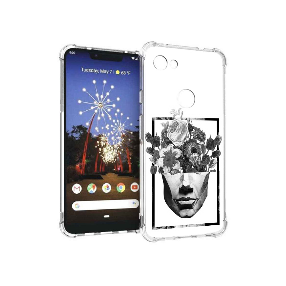 

Чехол MyPads Tocco для Google Pixel 3 XL черно белая ваза в абстракции, Прозрачный, Tocco