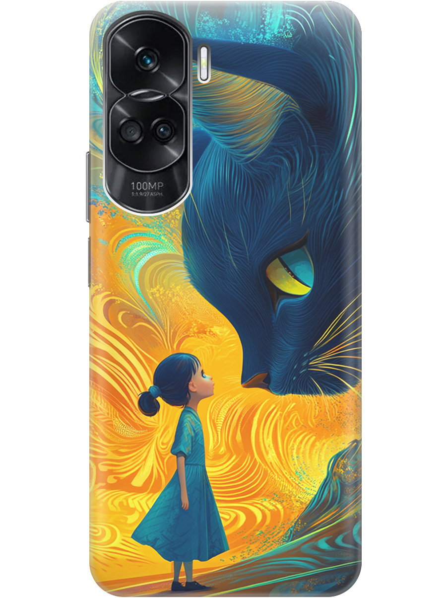 

Силиконовый чехол на Honor 90 Lite с принтом "Девочка и кот", Прозрачный;желтый;синий, 772622685