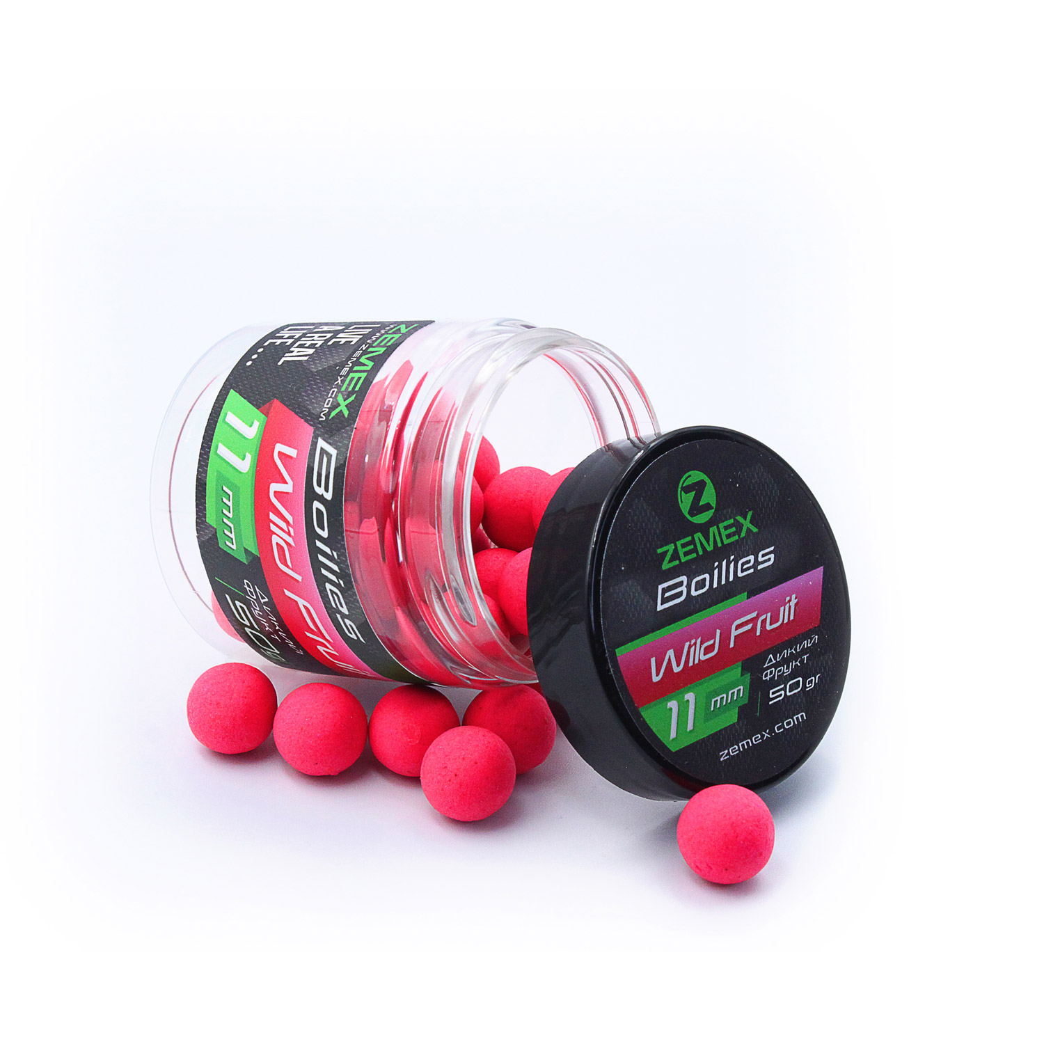 

Бойлы тонущие ZEMEX 11 мм 50 гр по 5 банок, Wild Fruit/Дикий фрукт, Розовый, Boilies