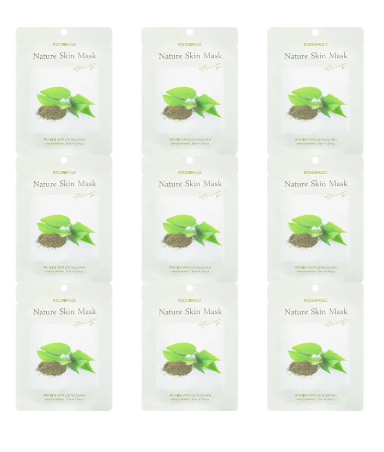 Маска для лица FoodaHolic тканевая Green Tea Nature Skin Mask 23 мл 9 шт