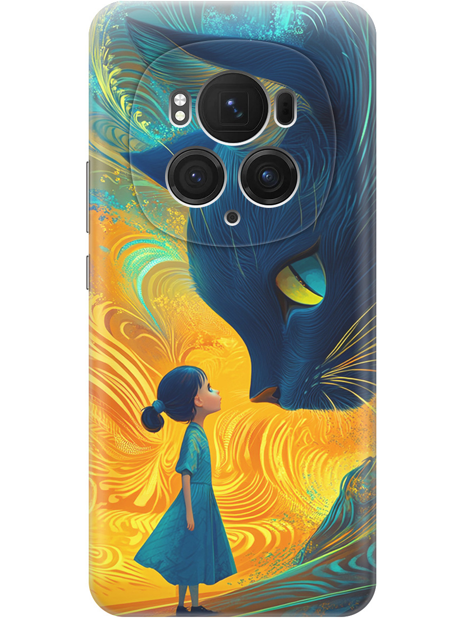

Силиконовый чехол на Honor Magic6 Pro с принтом "Девочка и кот", Прозрачный;желтый;синий, 782623485