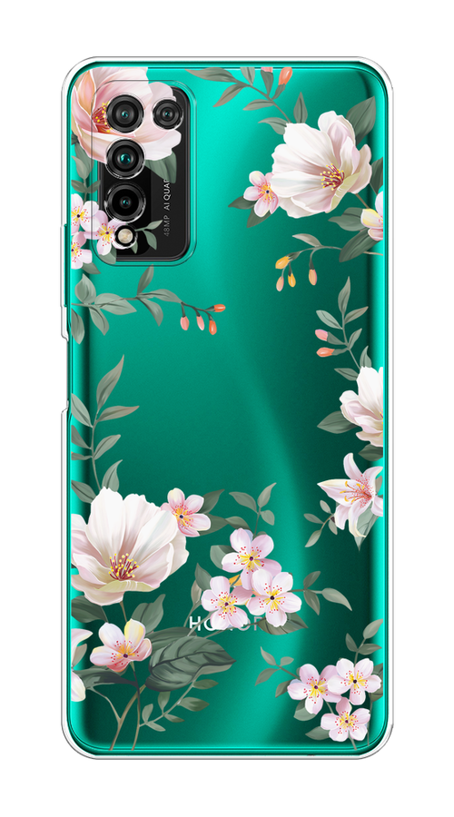 

Чехол на Honor 10X Lite "Beautiful white flowers", Бежевый;зеленый, 6104650-1