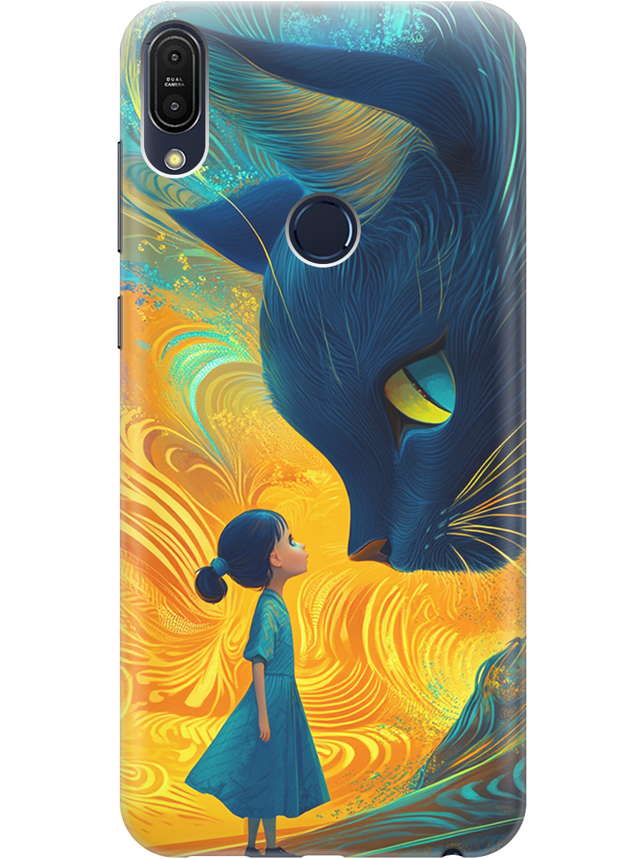 

Силиконовый чехол на Asus Zenfone Max Pro M1 (ZB602KL) с принтом "Девочка и кот", Прозрачный;желтый;синий, 719182785