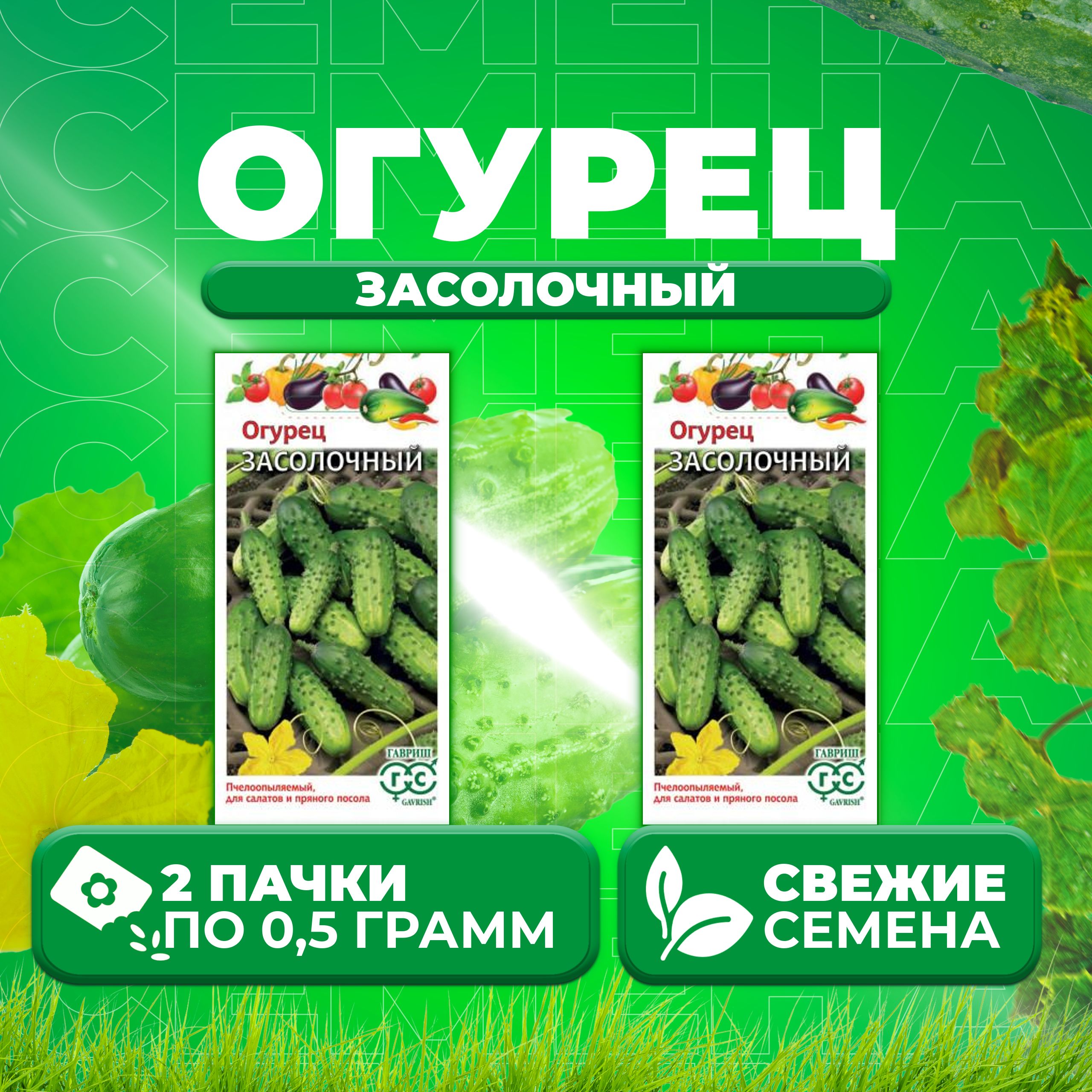 

Семена огурец Засолочный Гавриш 004928-2 2 уп., 004928